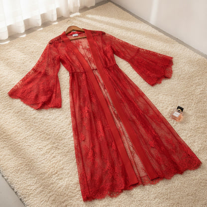 Kimono Long en Dentelle pour Femme - Style Sexy et Élégant
