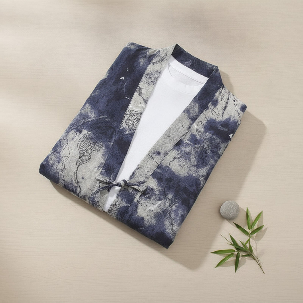 Kimono Court Homme en Coton et Lin - Style Traditionnel Asiatique