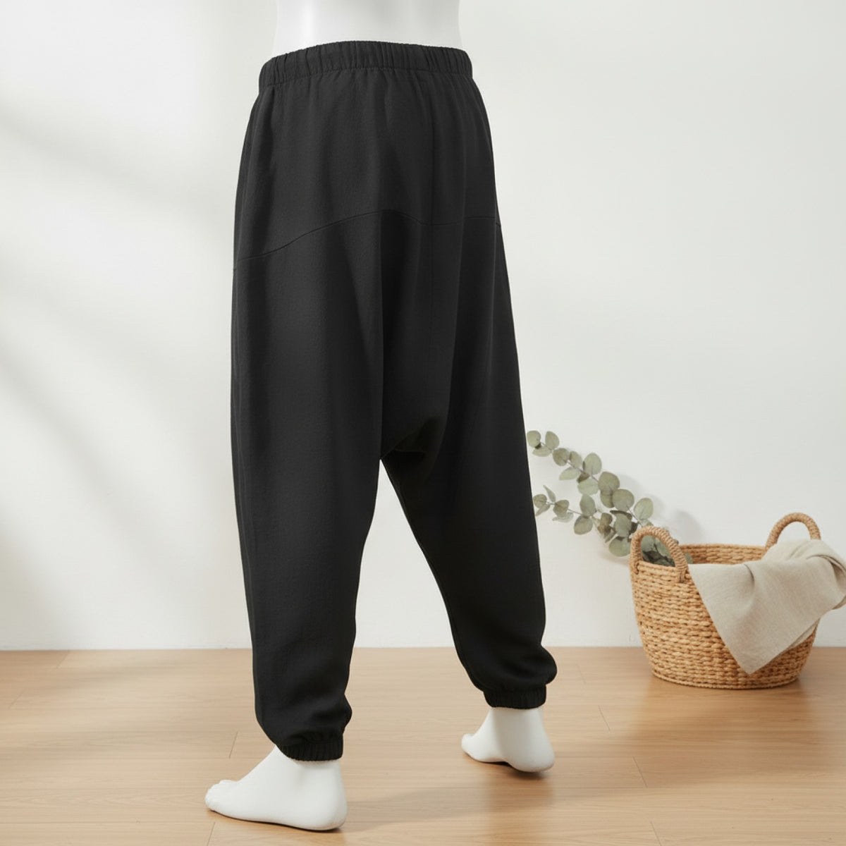 Pantalon Sarouel Homme Décontracté en Coton et Lin
