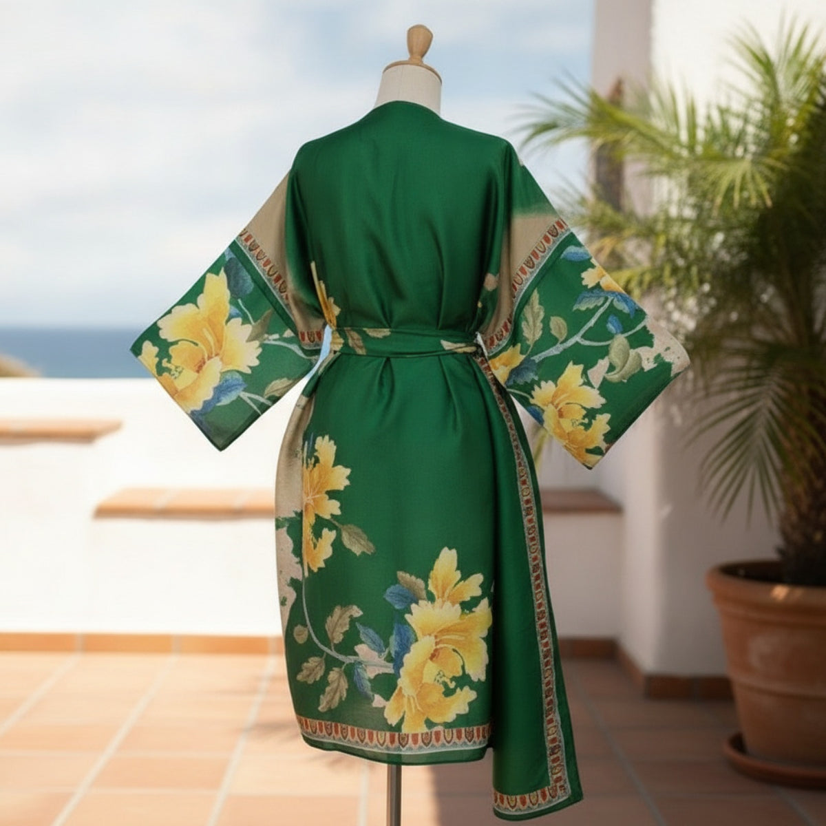 Kimono Mi-long Bohème Imprimé Polyester Femme