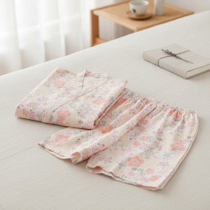 Pyjama Court V-Neck en Coton pour Femme - CLOUD COTTON STORY