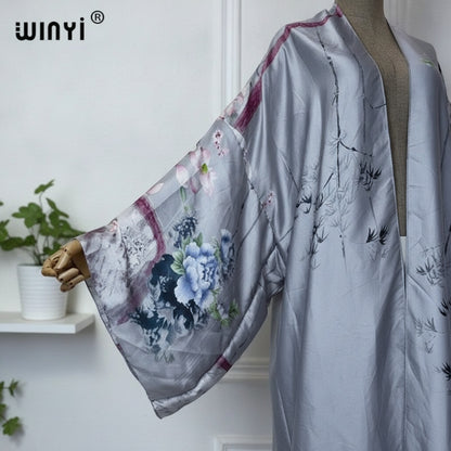 Kimono Long Bohème Imprimé Polyester Femme - Style Léger et Fleuri