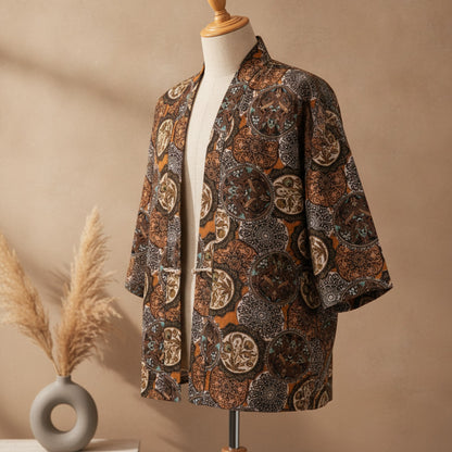Kimono Court Homme Coton Lin Style Asiatique Traditionnel