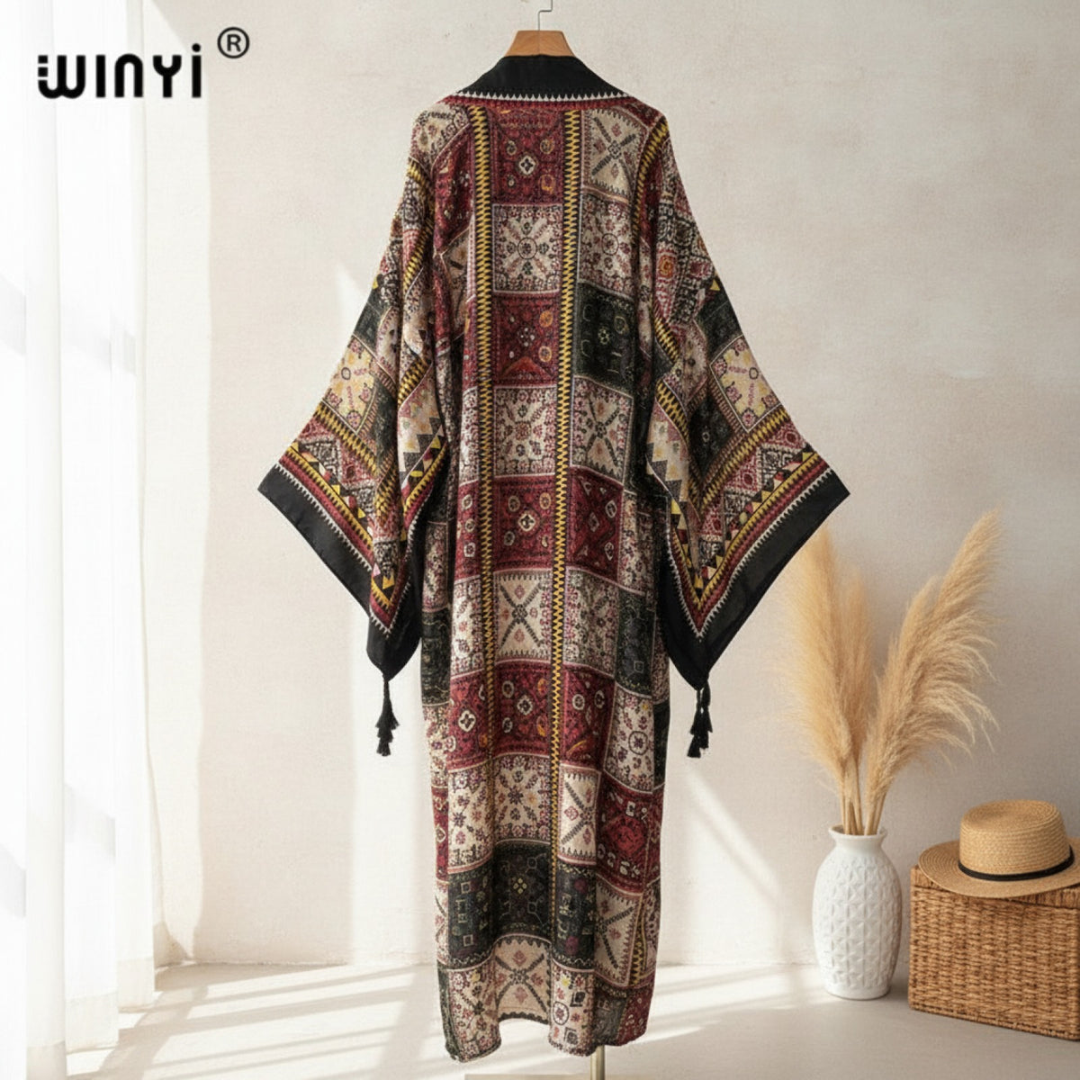 Kimono Long Bohème Patchwork Femme - Style Été Léger