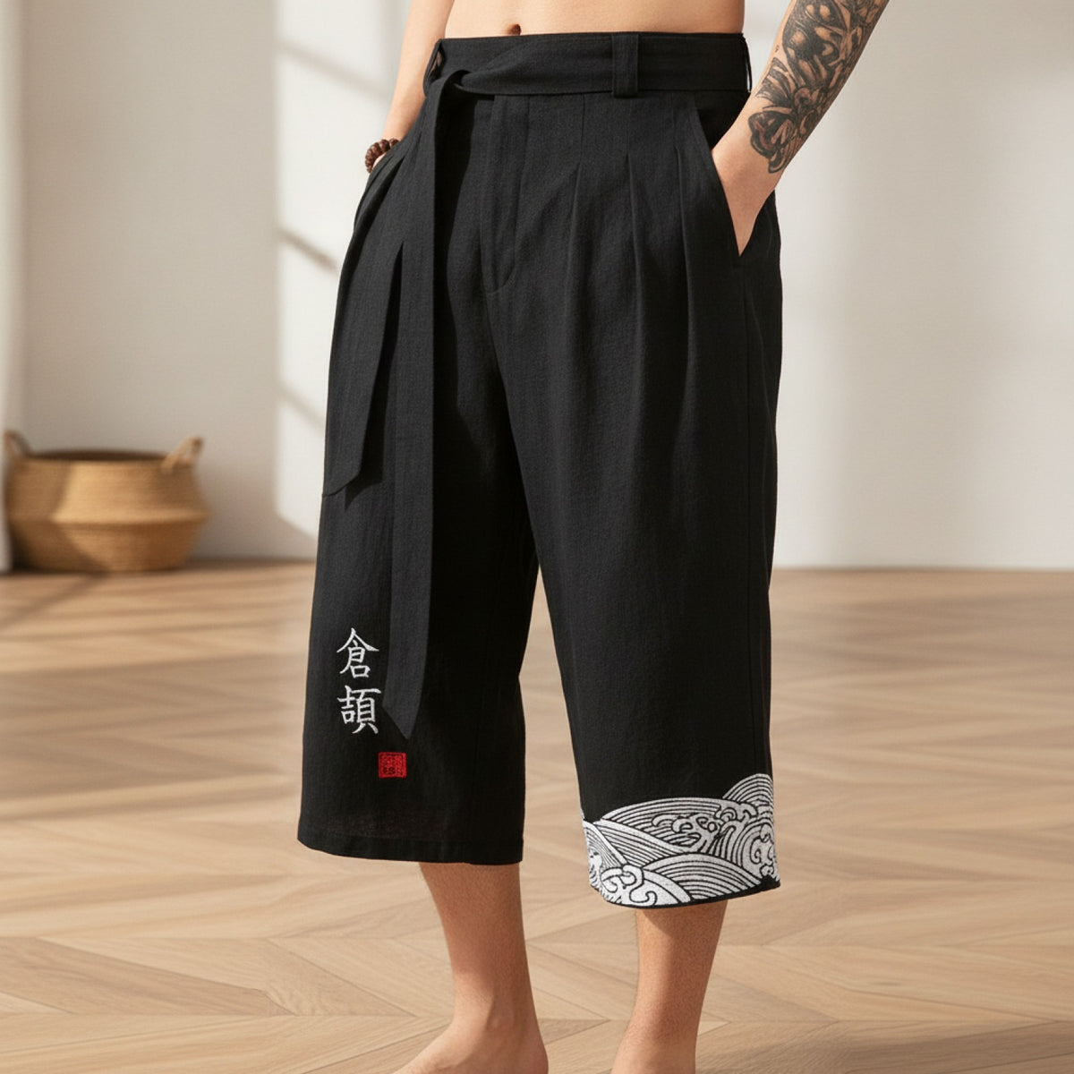Pantalon Japonais Traditionnel Homme en Lin - Style Décontracté