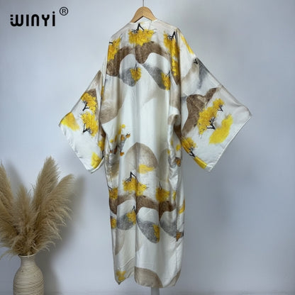 Kimono Long Bohème Imprimé Polyester Femme - Style Léger