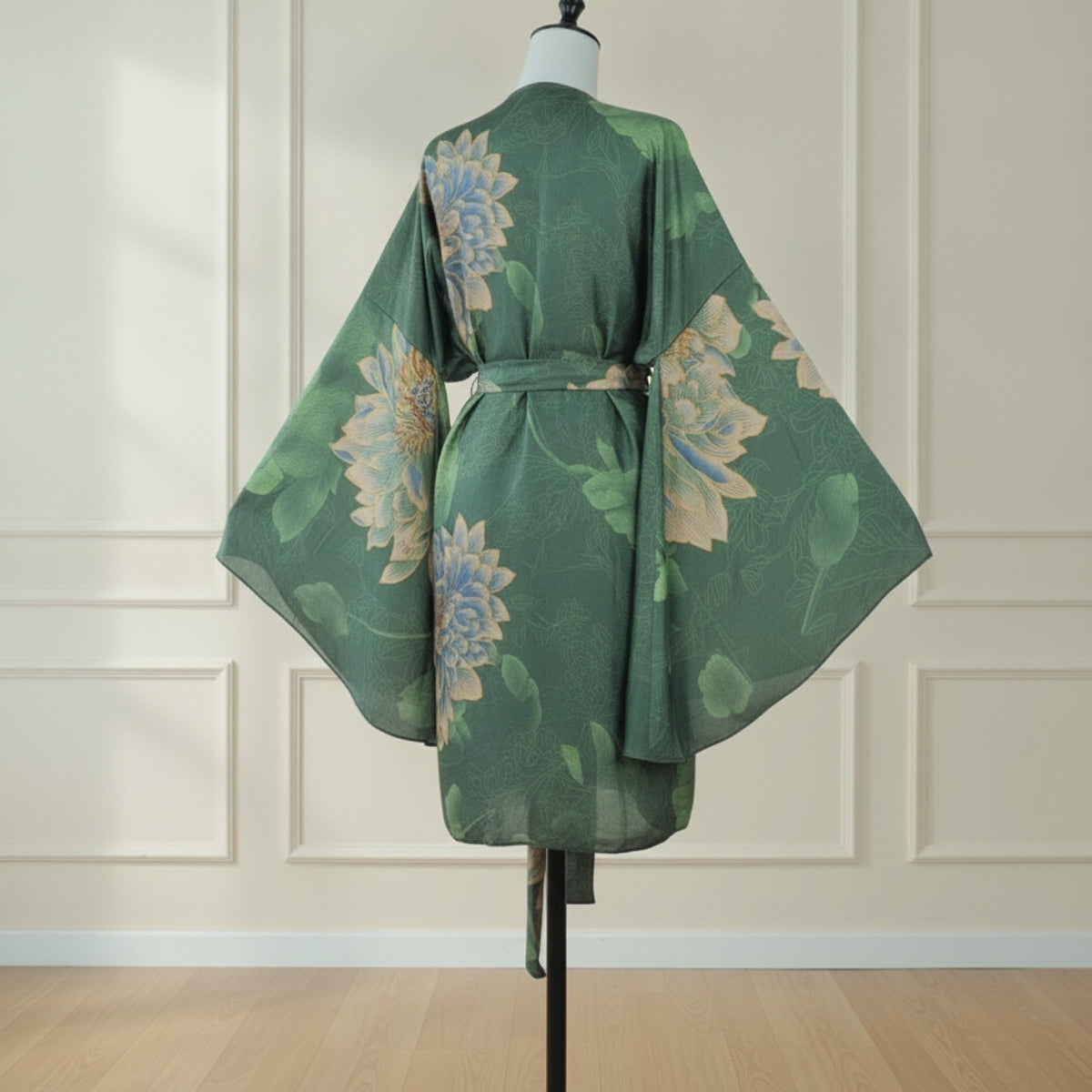 Kimono Court Fleuri Femme - Style Kaftan Léger