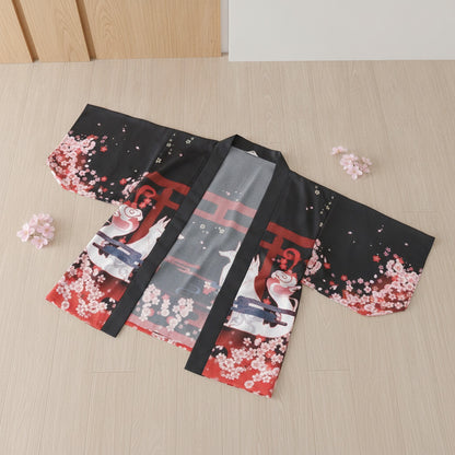 Kimono Court Polyester Motif Japonais - EASTQUEEN
