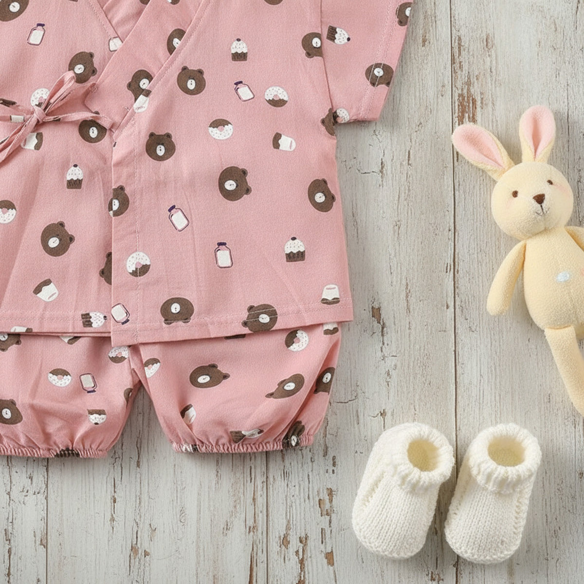 Pyjama Kimono Bébé Fille en Coton Doux - Ensemble Été Imprimé