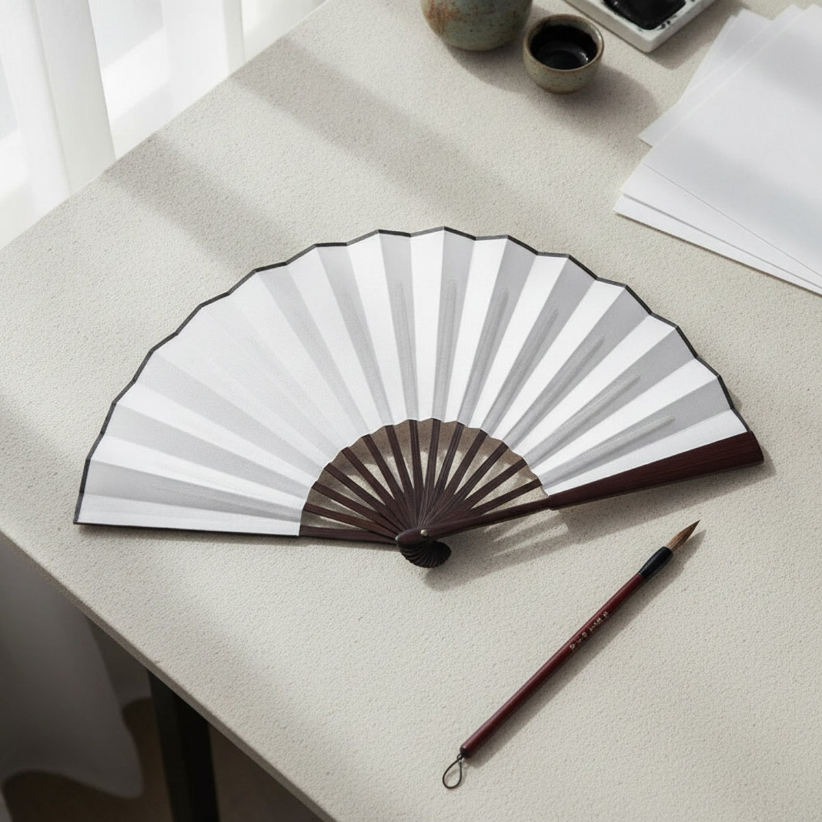 Éventail en Soie et Bambou - Personnalisable, 2 Tailles