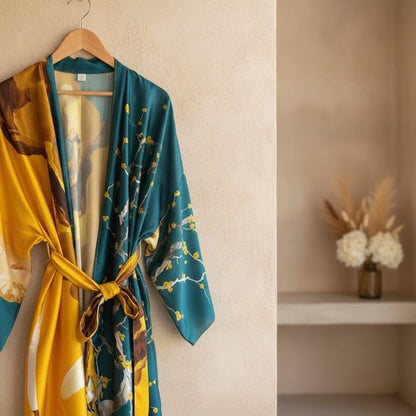 Kimono Long Fleuri Bohème Femme Polyester Léger Style Jeune