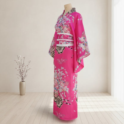 Kimono Femme Traditionnel Rose Coton & Polyester