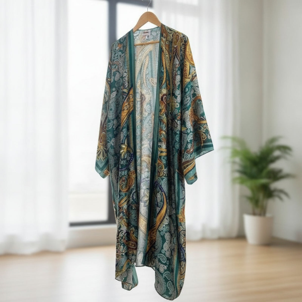 Kimono Long Bohème Imprimé Polyester Femme - Style Léger