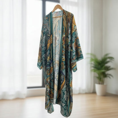Kimono Long Bohème Imprimé Polyester Femme - Style Léger