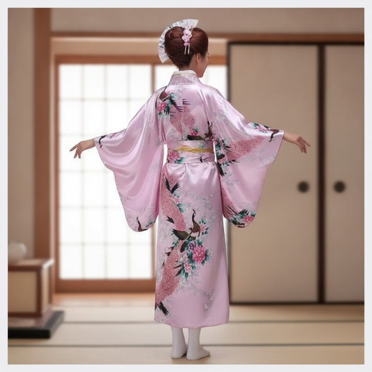Kimono Japonais Traditionnel Femme en Satin Polyester - Taille Unique