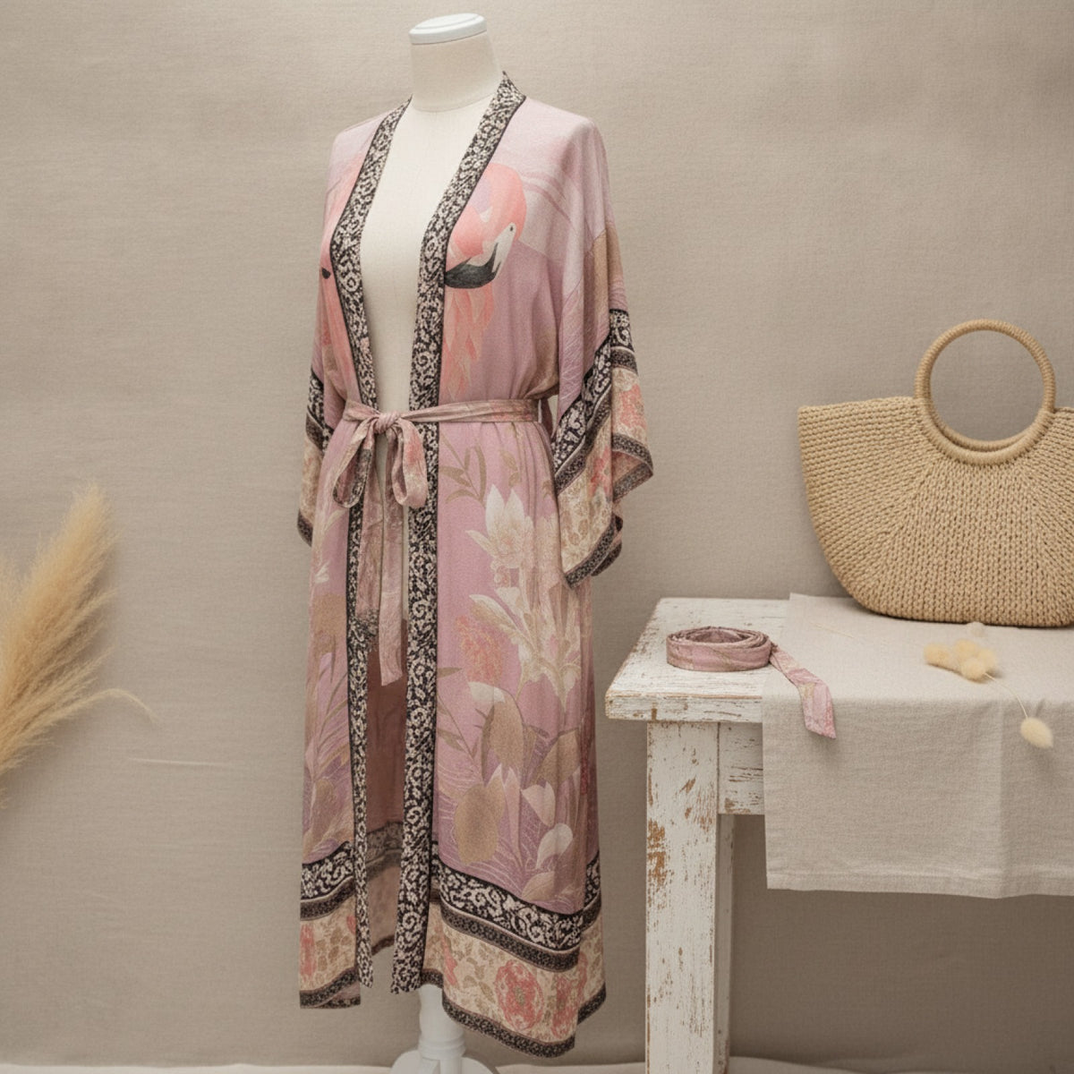 Kimono Long Bohème Imprimé Fleuri Léger pour Femme
