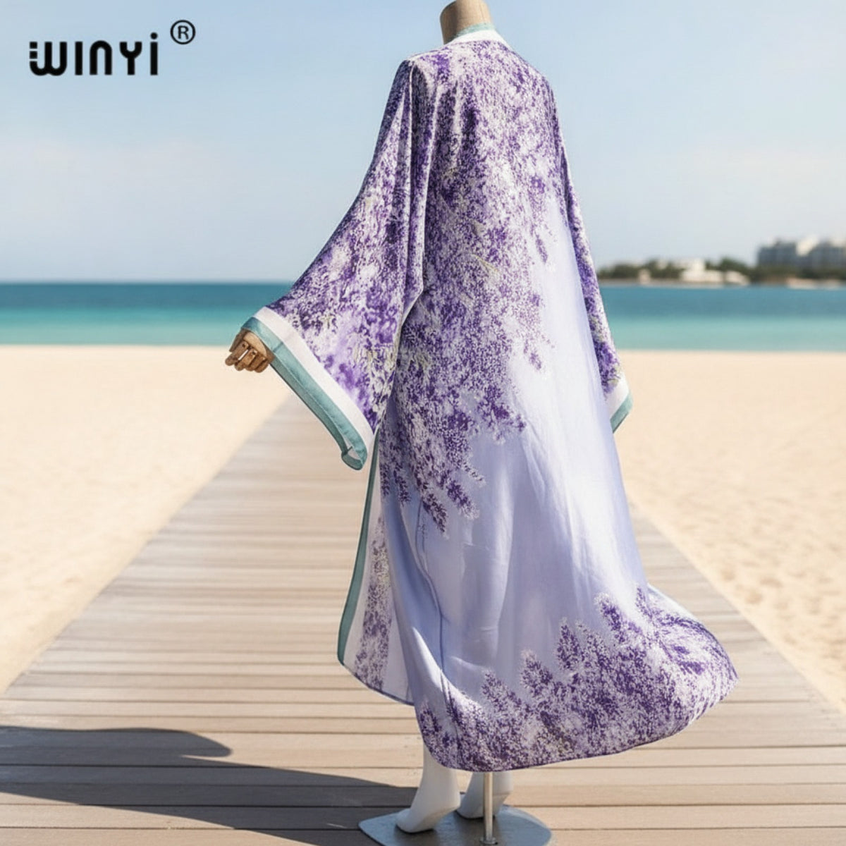 Kimono Long Femme Bohème – Cardigan Léger Imprimé Fleuri, Taille Unique