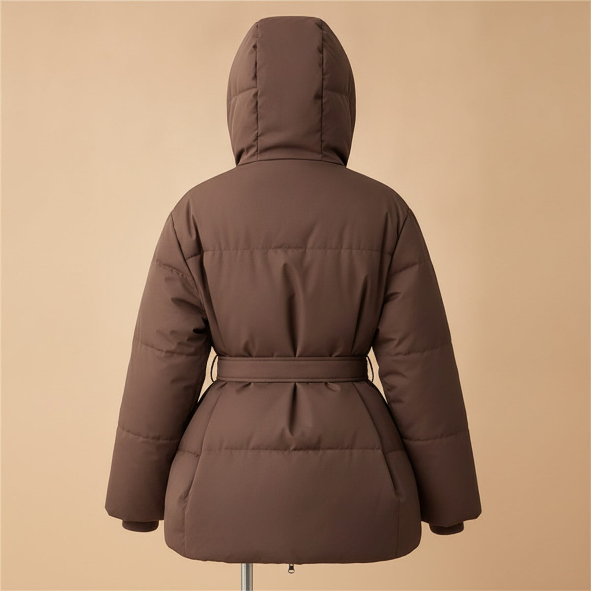 Doudoune Femme Chaude avec Capuche et Fermeture par Ceinture