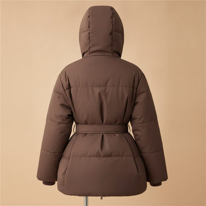 Doudoune Femme Chaude avec Capuche et Fermeture par Ceinture