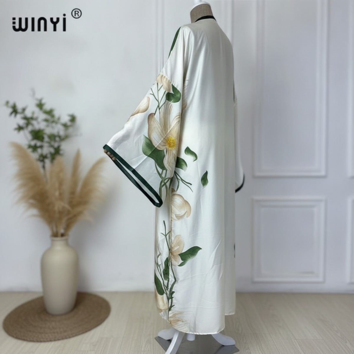 Kimono Long Bohème Imprimé Polyester Femme - Style Léger et Fleuri