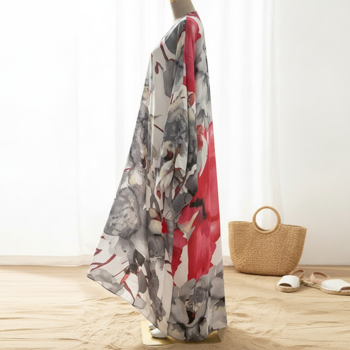 Kimono Long Bohème Femme Imprimé Fleuri - Style Été Léger