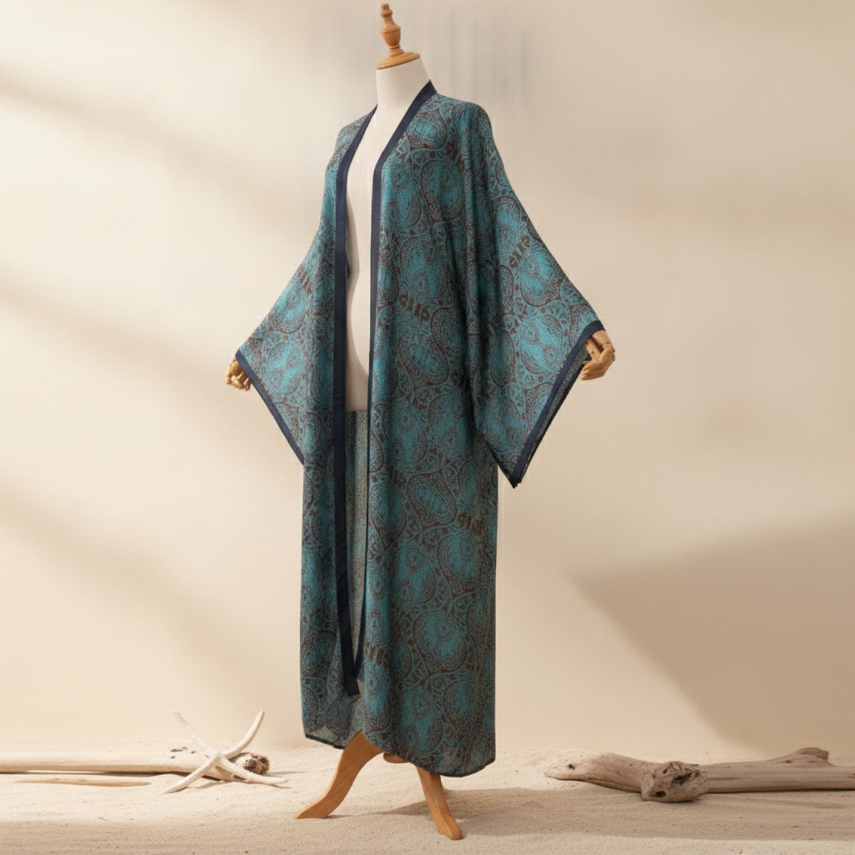 Kimono Long Femme Bohème – Cardigan Léger Imprimé Style Plage