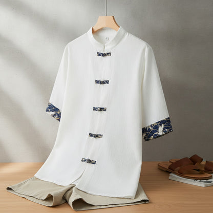 Chemise Kimono Homme Casual Printemps/Été en Coton et Lin