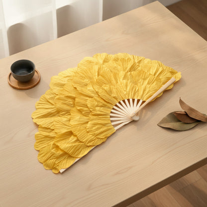 Grand Éventail Pétale en Bambou et Tissu - Pliable et Personnalisable