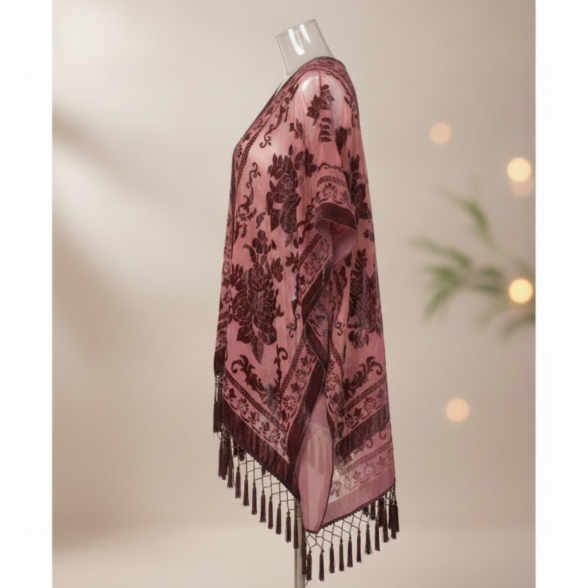 Kimono Court Fleuri Transparent en Dentelle pour Femme - WeHello