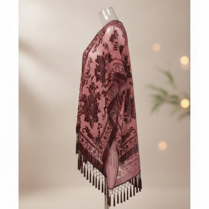 Kimono Court Fleuri Transparent en Dentelle pour Femme - WeHello