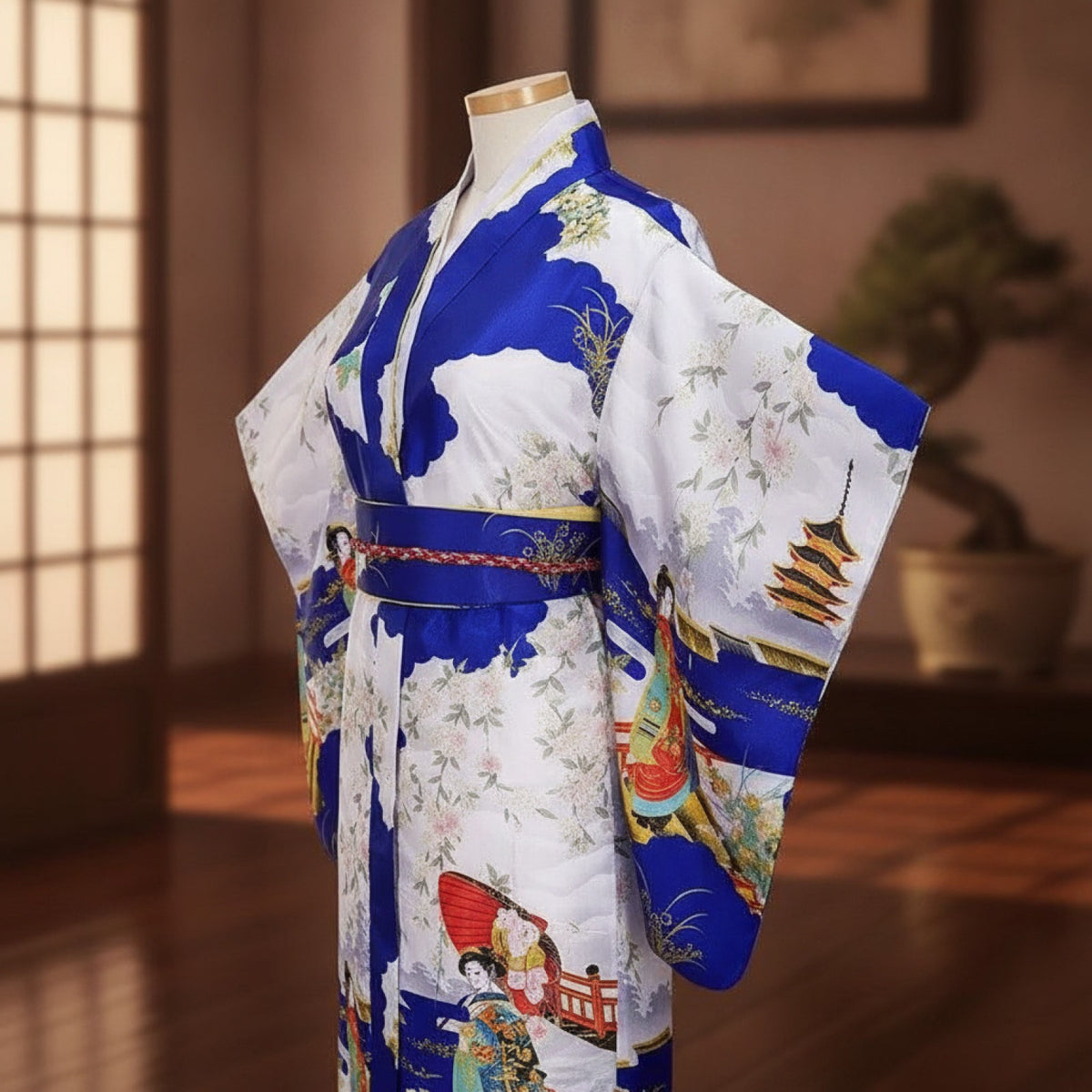 Kimono Japonais Traditionnel Femme en Polyester Satiné - Taille Unique