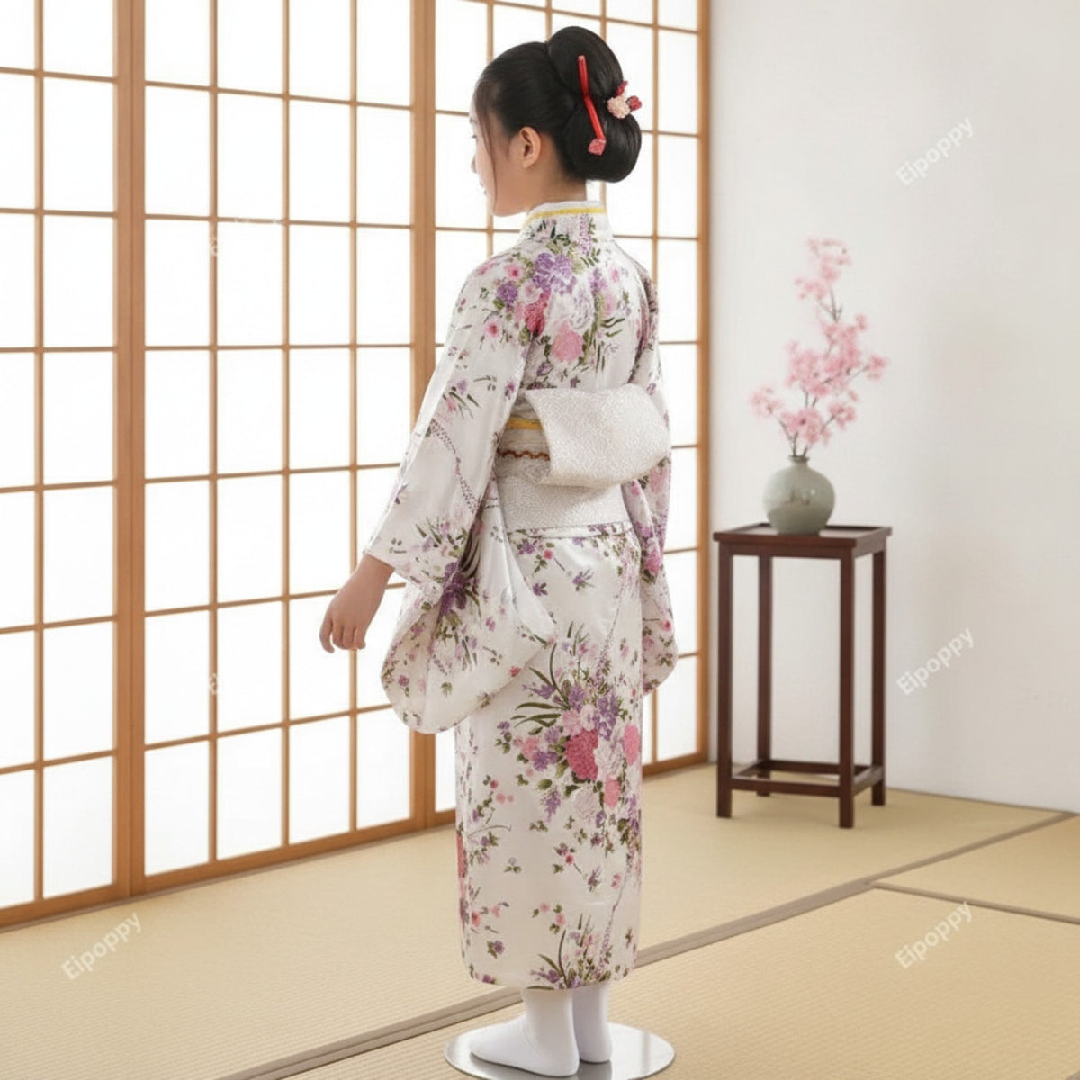Kimono Traditionnel Fille Polyester Manches Longues