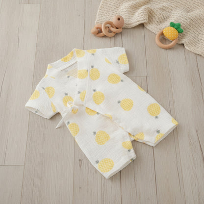 Barboteuse Bébé "Kimono" Fleurie en Coton - Unisexe