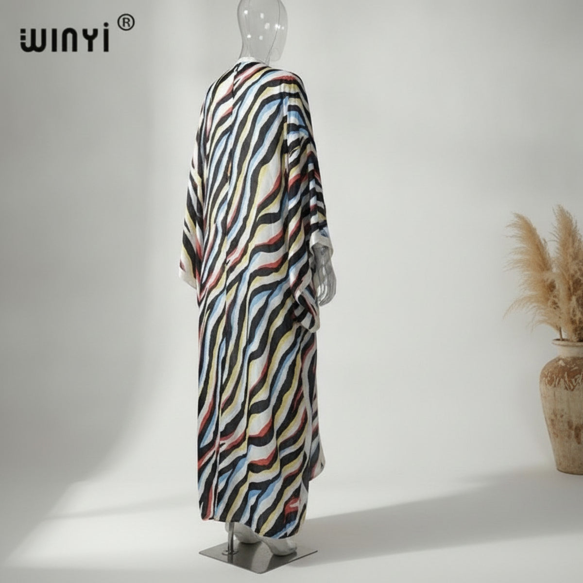 Kimono Long Femme Bohème Imprimé "Zèbre" - Polyester Léger