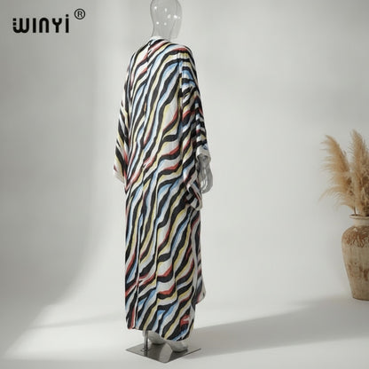 Kimono Long Femme Bohème Imprimé "Zèbre" - Polyester Léger
