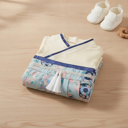Ensemble Kimono et Pantalon Bébé Fille Style Japonais Floral Doux