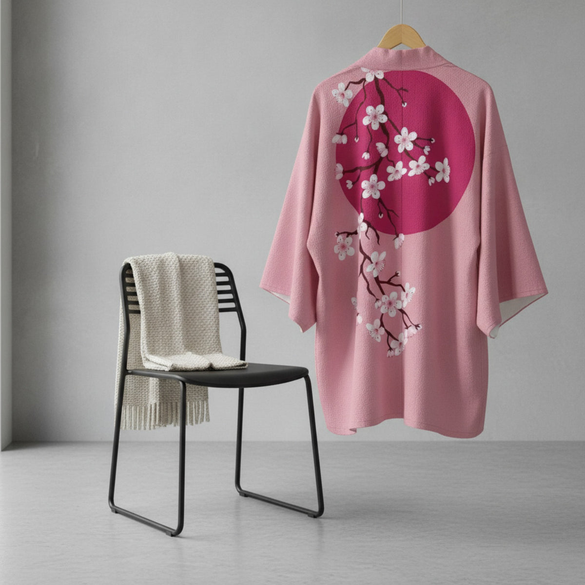 Kimono Court Fleuri Polyester Femme - Style Traditionnel