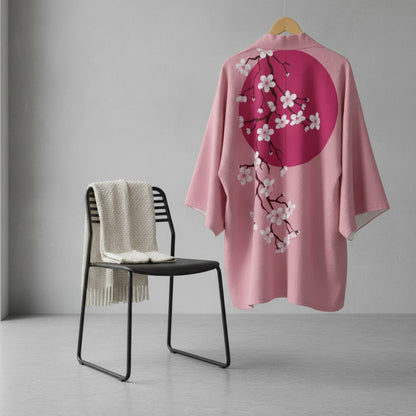 Kimono Court Fleuri Polyester Femme - Style Traditionnel