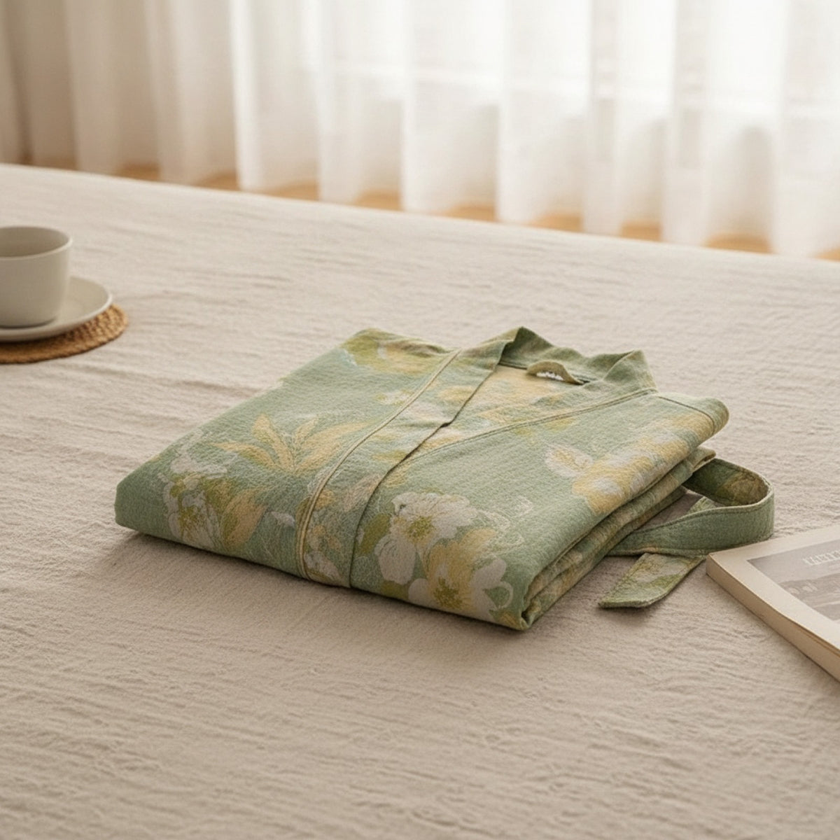 Kimono Mi-long Fleuri Femme en Coton - Confort et Style
