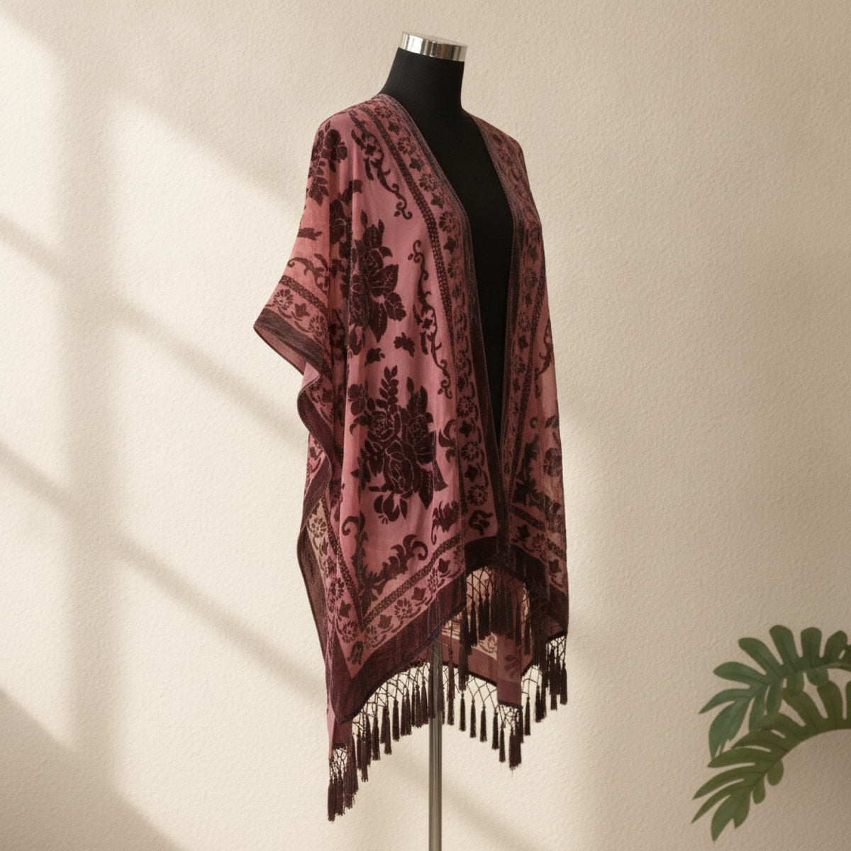 Kimono Court Fleuri en Dentelle pour Femme - Style National Léger