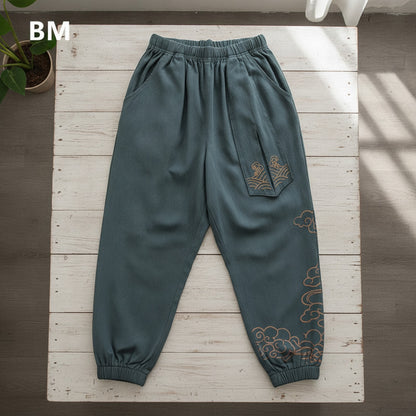 Pantalon Homme Harem Casual en Coton et Lin - Marque Bird Mountain