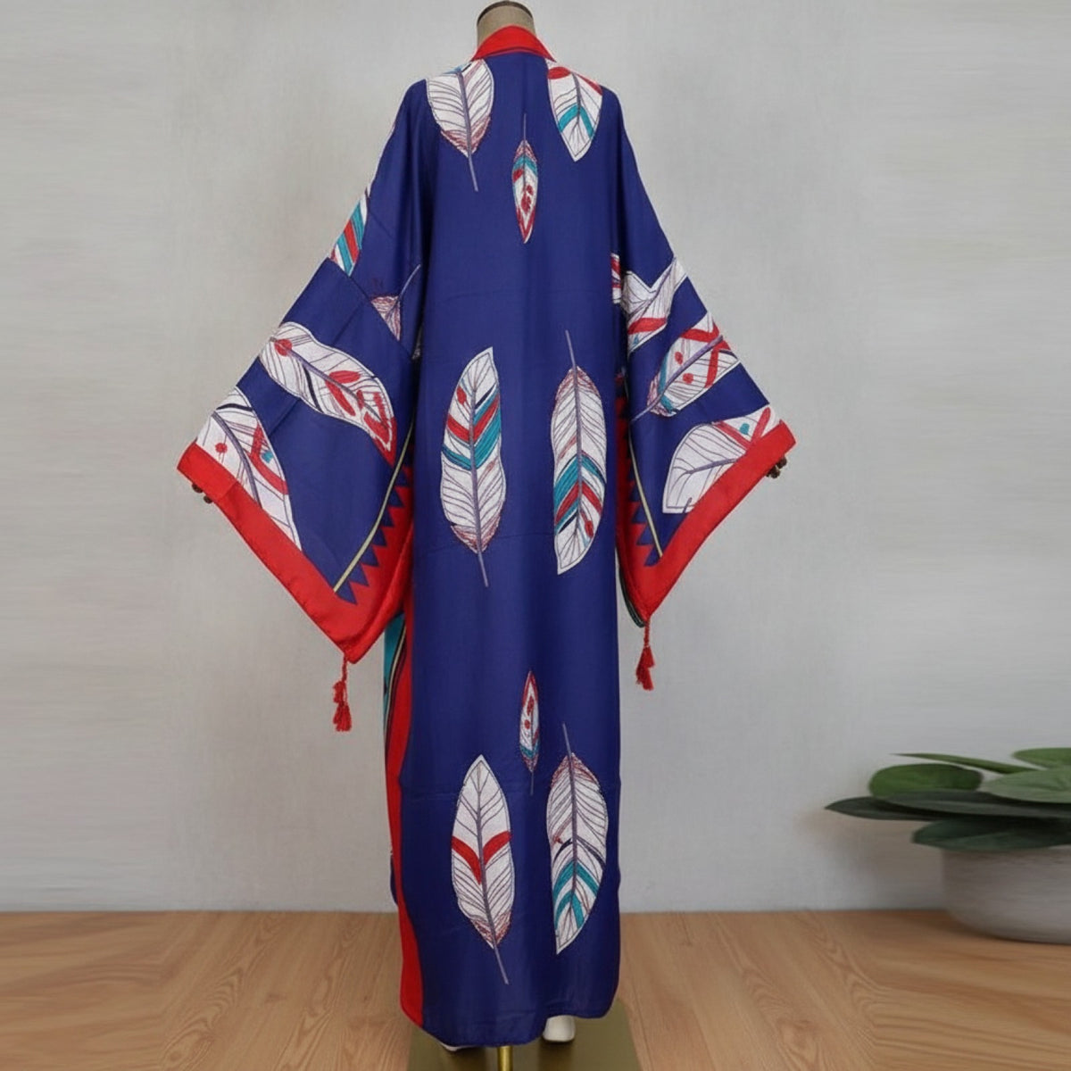 Kimono Long Bohème Femme Style Bohémien Imprimé Fleuri Manches Chauve-Souris