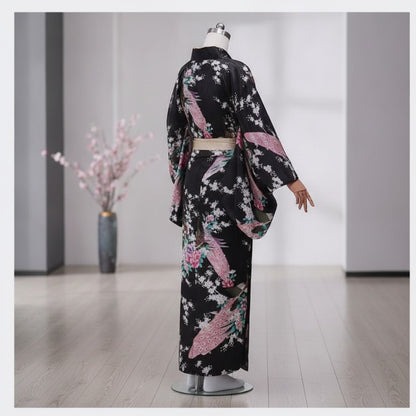 Kimono Femme Traditionnel Japonais Satiné - Taille Unique