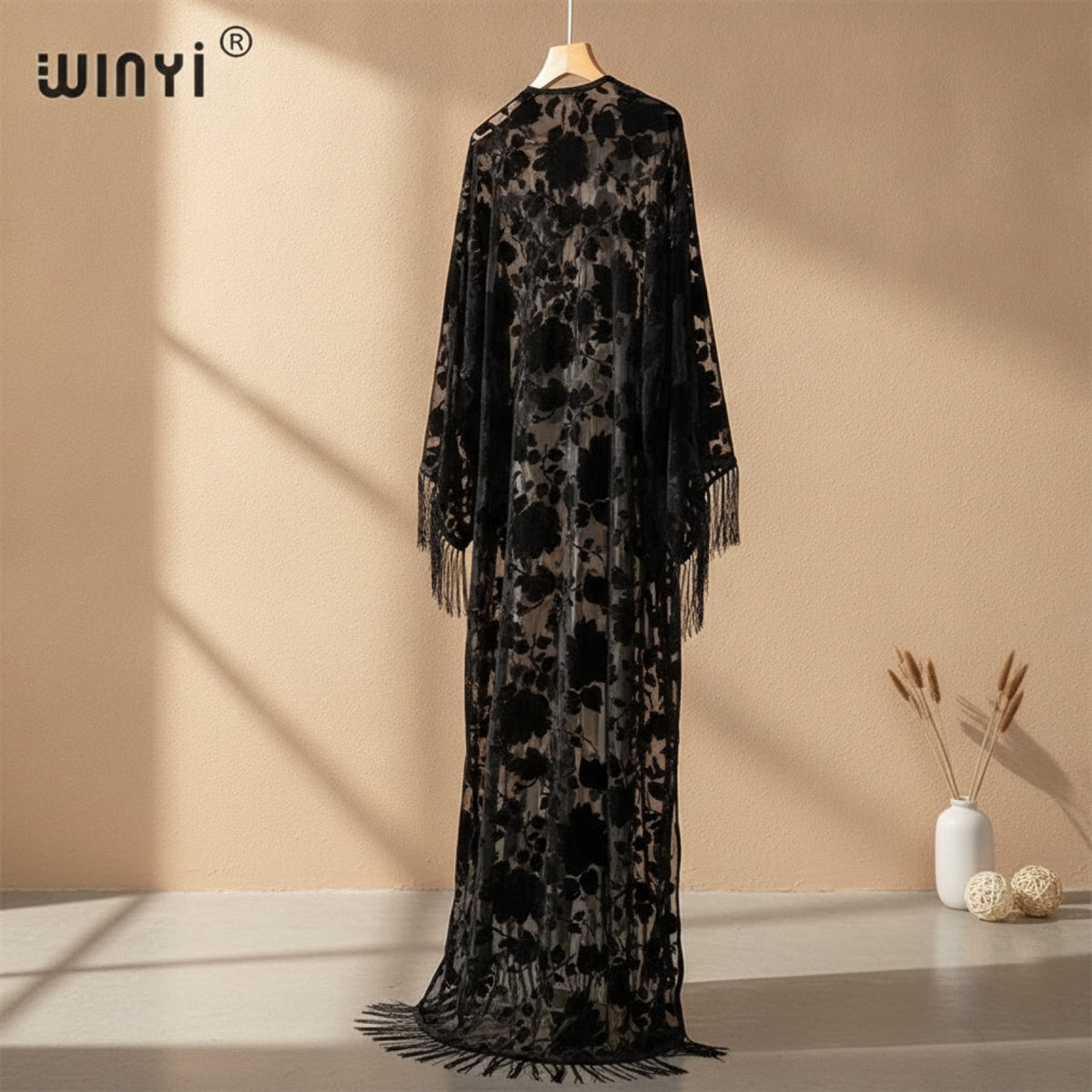 Kimono Long Imprimé Polyester pour Femme - Style Décontracté