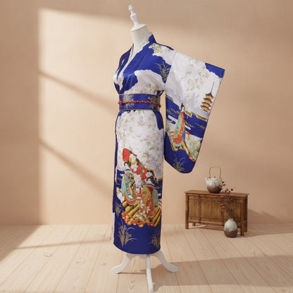 Kimono Traditionnel Femme Style Japonais Satiné - Taille Unique