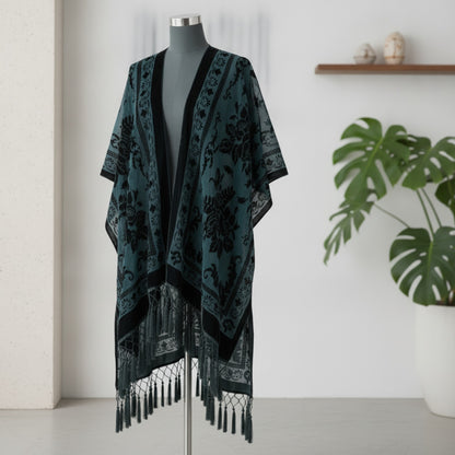 Kimono Court Fleuri en Dentelle Transparente pour Femme - WeHello