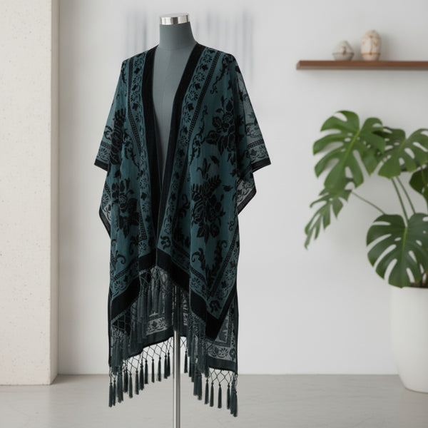 Kimono Court Fleuri en Dentelle Transparente pour Femme - WeHello