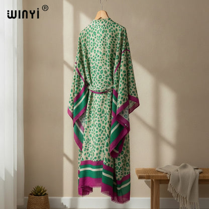 Kimono Mi-long Imprimé Léopard Femme - Style Bohème Chic