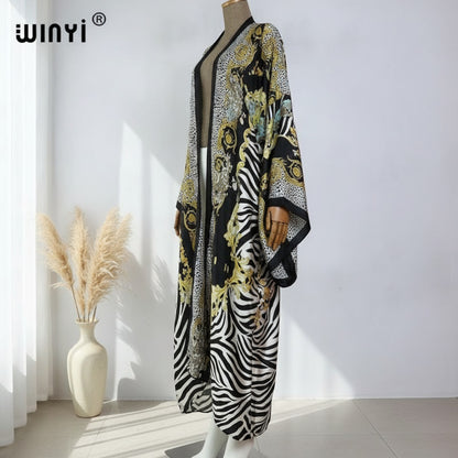 Kimono Long Femme Bohème – Cardigan Léger Imprimé Effet Soie