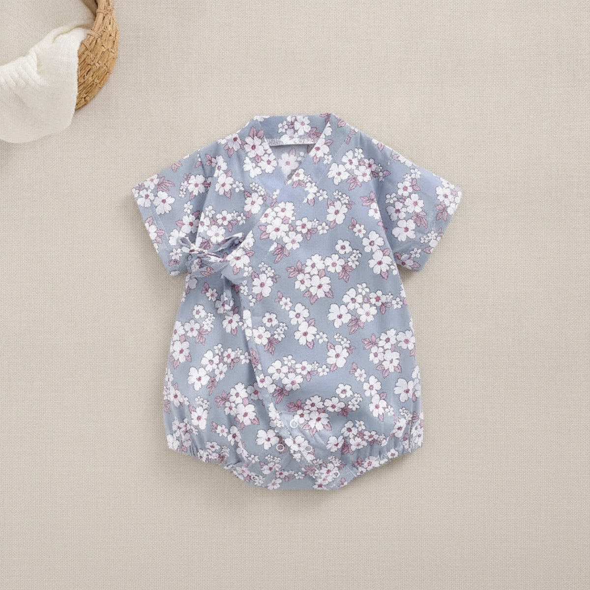 Barboteuse Bébé Fille Fleurie Manches Courtes en Coton - Babeandream